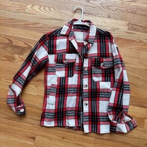 Kendall & Kylie Red and Black Plaid Shirt